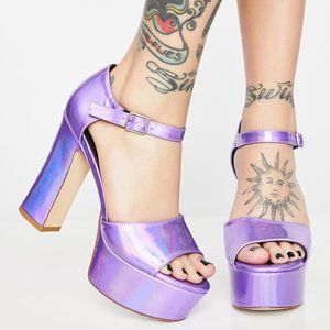 DOLLS KILL HOROSCOPEZ MISS MYSTICAL METALLIC HEELS